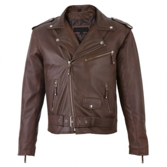 Brown Leather Jacket Moto