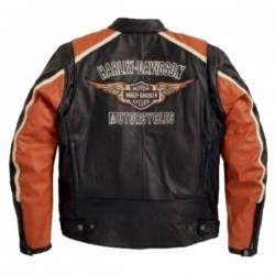 Orange And Black Harley Davidson Jacket