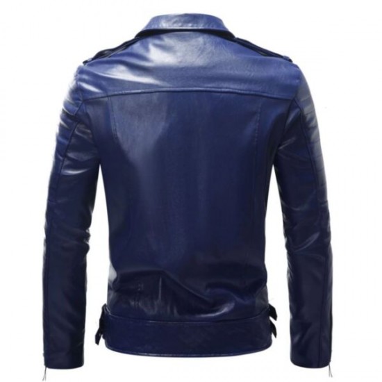 Royal Blue Biker Leather Jacket