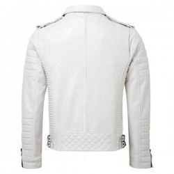 White Leather Biker Jacket Mens