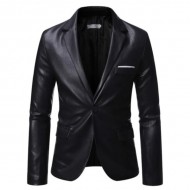 Black Leather Blazer Jacket