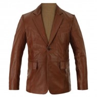 Brown Leather Blazer Jacket