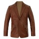 Brown Leather Blazer Jacket