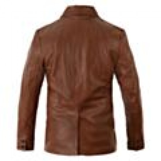 Brown Leather Blazer Jacket