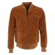 Brown Suede Bomber Jacket