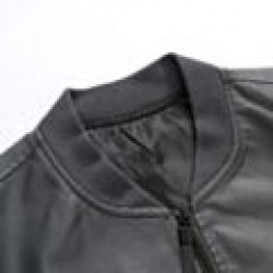 Grey And Black Bomber Leather Jacket