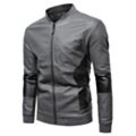 Grey And Black Bomber Leather Jacket