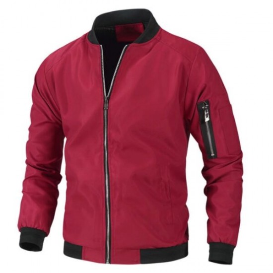 Red Satin Bomber Jacket