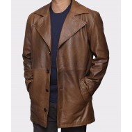 Brown Trench Real Leather Long Coat