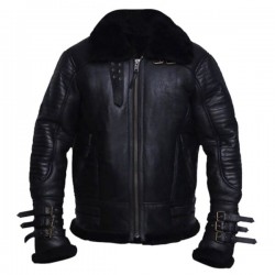 Black Stylish Shearling Leather Jacket