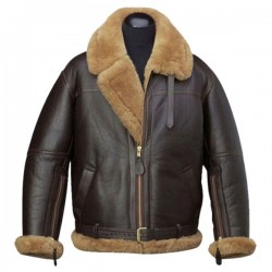 Brown Leather Shearling Jacket Mens