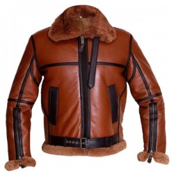 Brown Mens Shearling Jacket For Winter