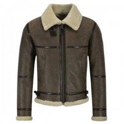 Grey Shearling Leather Jacket