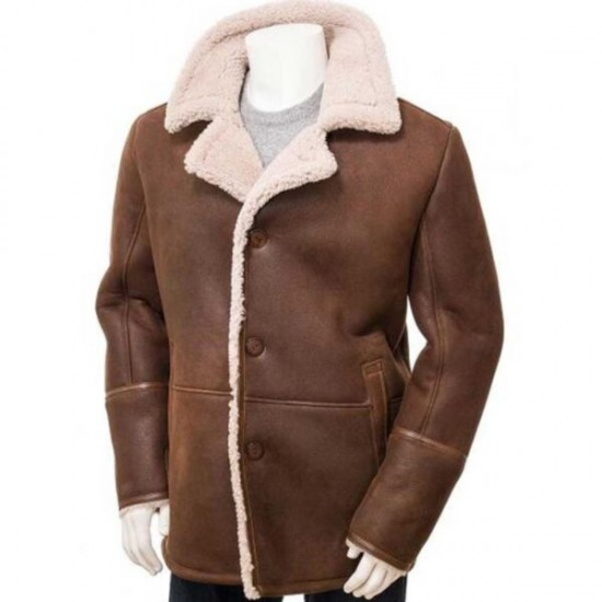 Mens Long Shearling Coat Jacket